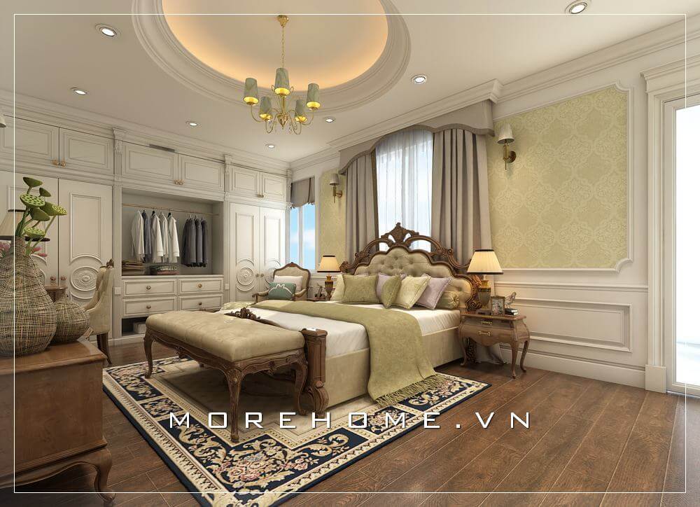 Giường ngủ chung cư tân cổ điển Giường ngủ chung cư tân cổ điển