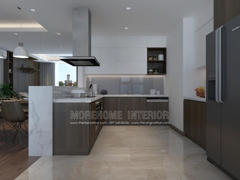 Tủ bếp gỗ công nghiệp hiện đại sang trọng mẫu tủ bếp gỗ công nghiệp An Cường