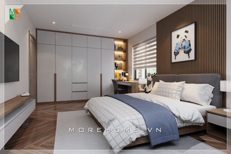 Mẫu thiết kế phòng ngủ phong cách hiện đại cho chung cư, nhà phố, biệt thự từ nội thất gỗ công nghiệp