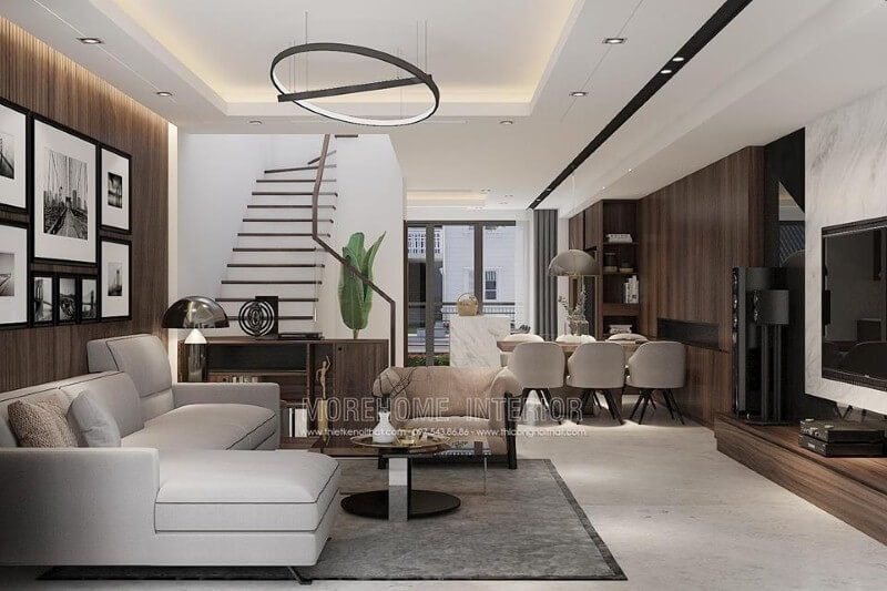 Mẫu bố trí phòng khách liền bếp đẹp, tạo nên không gian thông thoáng là một trong những xu hướng ấn tượng nhất hiện nay.