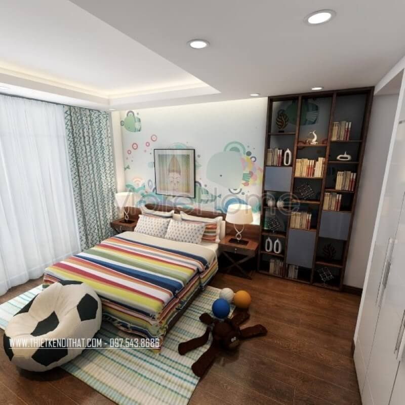 Thiết kế nội thất phòng ngủ cho bé hiện đại tại nhà phố Lò Đúc