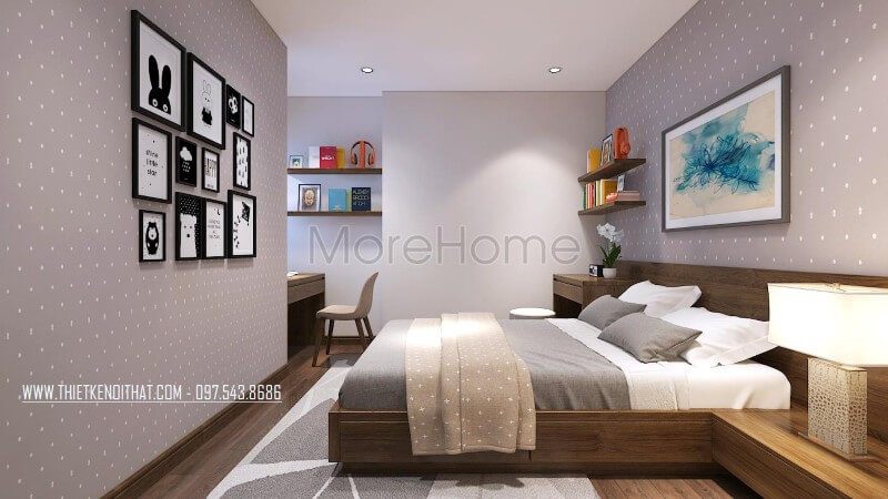 Thiết kế phòng ngủ con trai sáng tạo với gam màu trắng, đồ nội thất thiết kế hiện đại