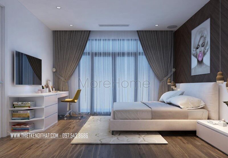 Trần thạch cao phẳng cho phòng ngủ nhà phốbiệt thự đẹp hiện đại