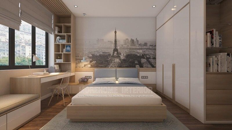 Tranh dán tường đen trắng sang trọng với địa danh tháp Effel nổi tiếng là lựa chọn hoàn hảo để tạo nên một tâm điểm hiện đại trong phòng ngủ của bạn.