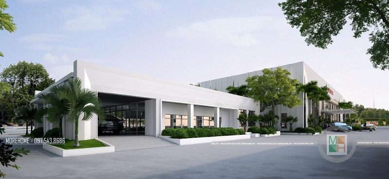 Mẫu thiết kế kiến trúc hiện đại cho trung tâm sát hạch lái xe Honda theo phong cách cao cấp.